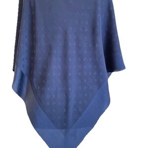 Louis Vuitton Paris Monogram Silk Scarf Navy Blue Tone-on-Tone Italy
